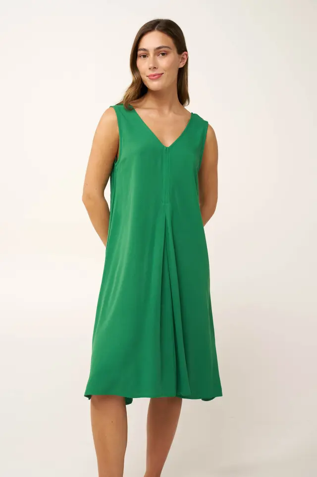 Vamp Καλοκαιρινό Αμάνικο Φόρεμα 100% Βισκόζη Green Verdant