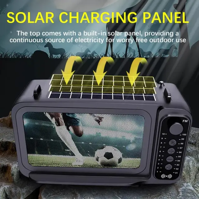 DV-666 Desktop Portable Solar Bluetooth Speaker Card FM Radio With Flashlight(Football) 2