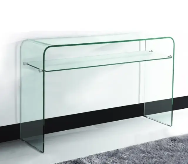 Κονσόλα με Ράφι GLASSER Bent Glass - Γυαλί Clear 110x35x75cm