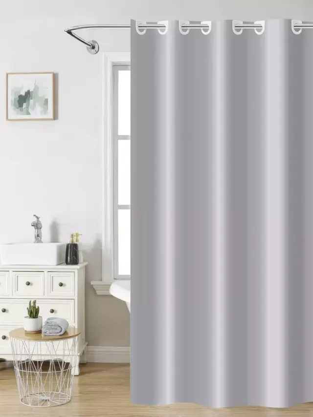 Κουρτίνα Μπάνιου 180x200 Με Κρίκους Nima Light Gray 100% Πολυέστερ