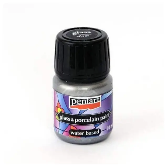 Χρώμα για Γυαλί και πορσελάνη 30ml Pentart - Ασημί μεταλλικό