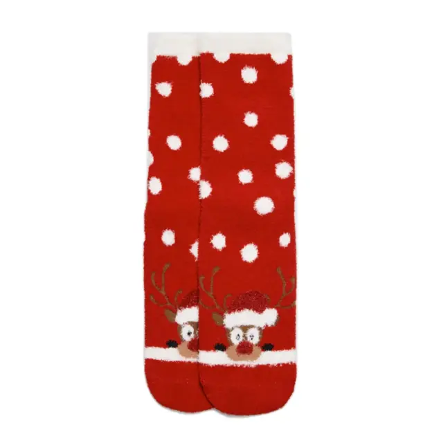 Ysabel Mora Παιδικές Κάλτσες Αντιολισθητικές Xmas Rudolf, Χρώμα Κόκκινο