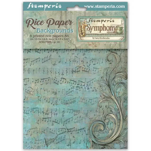 Σετ 8 ριζόχαρτα ντεκουπάζ Stamperia 10.5×14.8cm, Symphony, Backgrounds