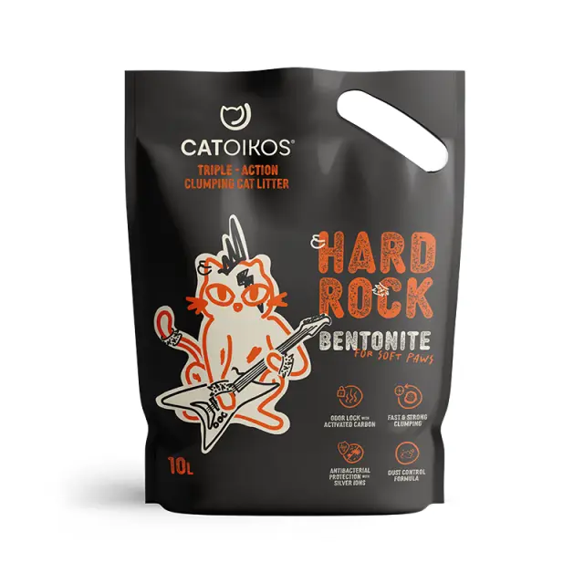 Catoikos Hard Rock Άμμος Υγιεινής Μπετονίτη Χωρίς Άρωμα με Ενεργό Άνθρακα 10L (8Kg) Μονόχρωμο