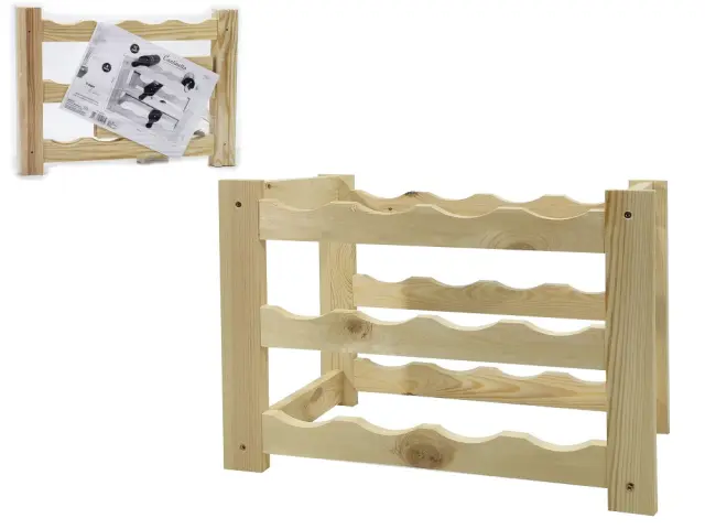 Μπουκαλοθήκη 12 Θέσεων Φυσικό Ξύλο 49x23x36cm