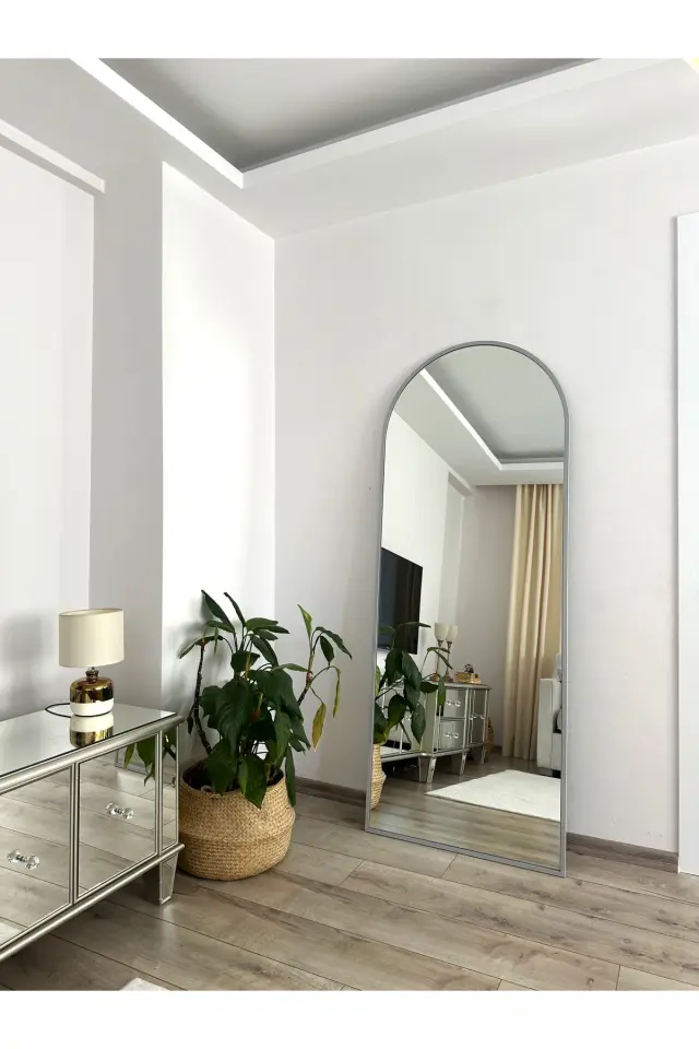 Stewehome Οβάλ καθρέφτης δαπέδου με μεταλλικό πλαίσιο Χρυσό 180x70x1.5 cm 3