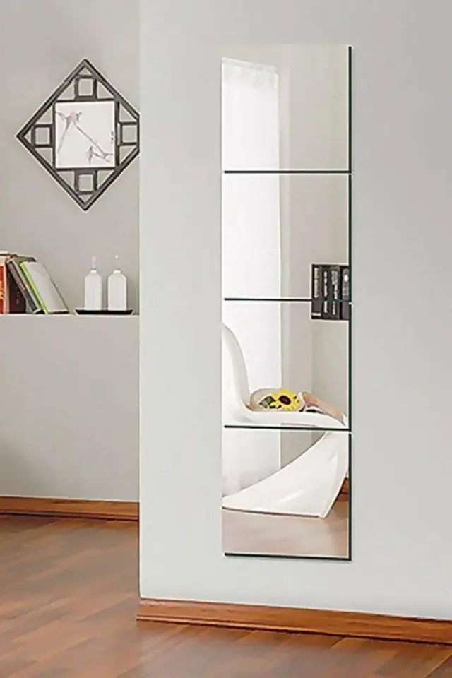 Stewehome Σετ 4 τεμαχίων τετράγωνων καθρεφτών από πλεξιγκλάς Λευκό 30x30 cm