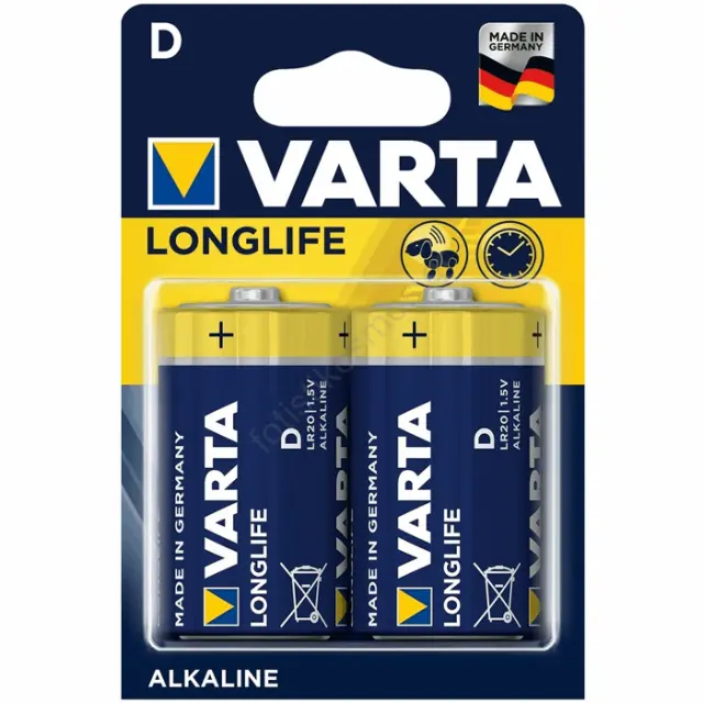 ΑΛΚΑΛΙΚΕΣ ΜΠΑΤΑΡΙΕΣ 1,5V D VARTA LONGLIFE 2ΤΕΜ LR20 MN1300