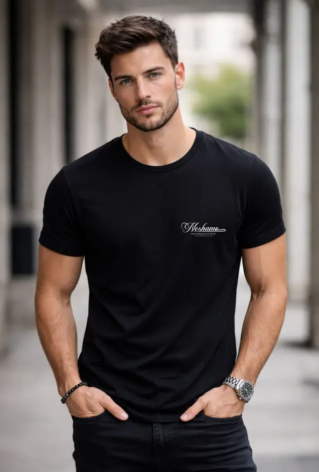 T-shirt Noshame® Μαύρο με τύπωμα - 132584 - XXL