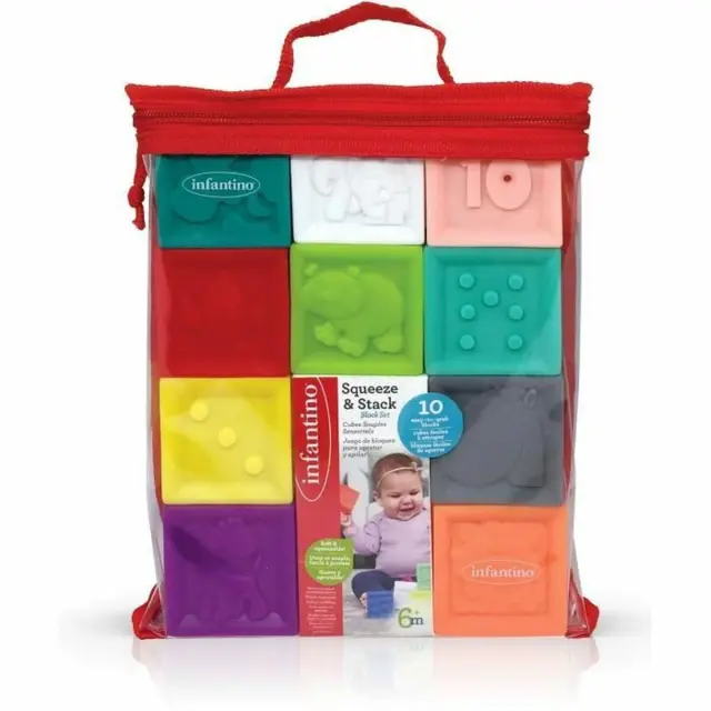 INFANTINO SQUEEZE & STACK BLOCK SET - 10 PCS