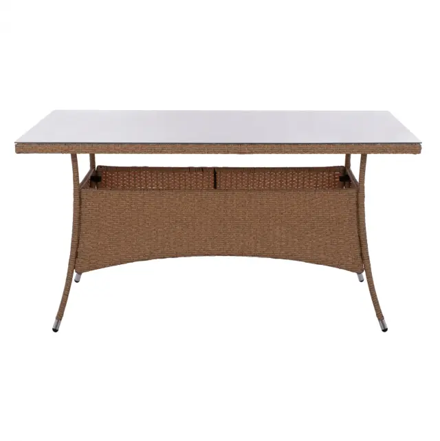 ΤΡΑΠΕΖΙ ΜΕΤΑΛΛΙΚΟ RATTAN ΜΠΕΖ ΚΑΦΕ FB95507.02 150x90x75 εκ. 3