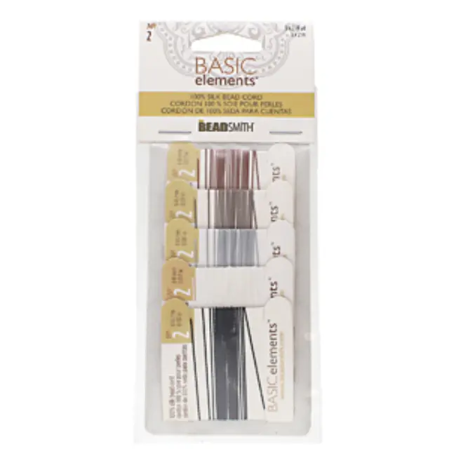 Beadsmith Σετ Κορδόνι 100% Μετάξι No2 Ø0.45mm - Black, White, Grey, Beige, Brown x 2m