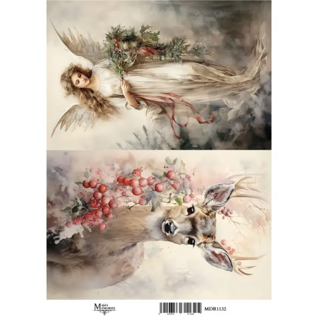 Ριζόχαρτο Maja's Memories, 30x42cm, Άγγελος και τάρανδος, MDR1132