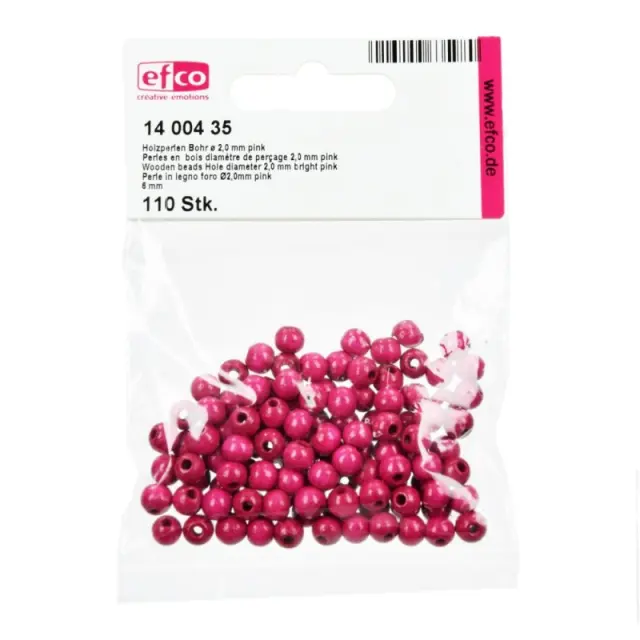Efco Ξύλινες Χάντρες Ø6mm - Bright Pink - 110τεμ