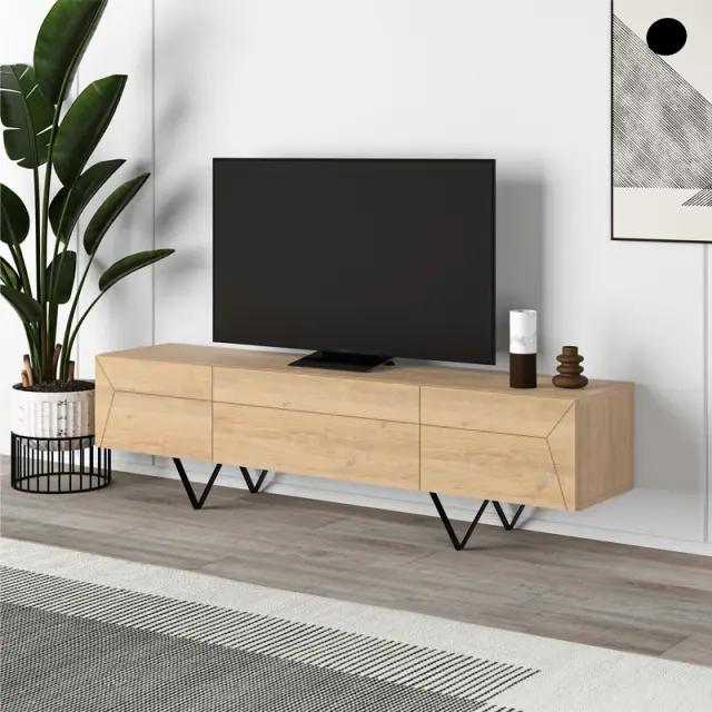 Έπιπλο τηλεόρασης Jacomen Megapap χρώμα sapphire oak 160x35x43εκ.