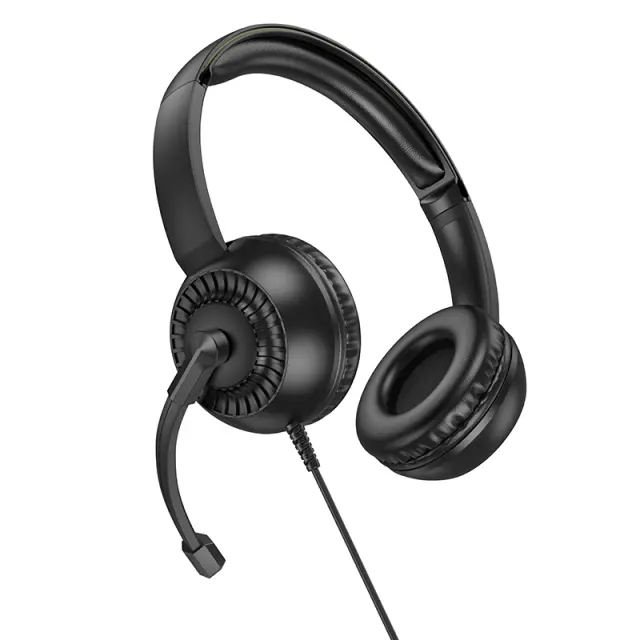 Ακουστικά Stereo Hoco W112 Pure 3.5mm Κατάλληλα για Κλήσεις ή Τηλεφωνικο Κέντρο με Μικρόφωνο 1.8m Μαύρα 3