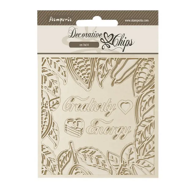 Chipboard Stamperia 14x14cm, Coffee and Chocolate, Creativity energy