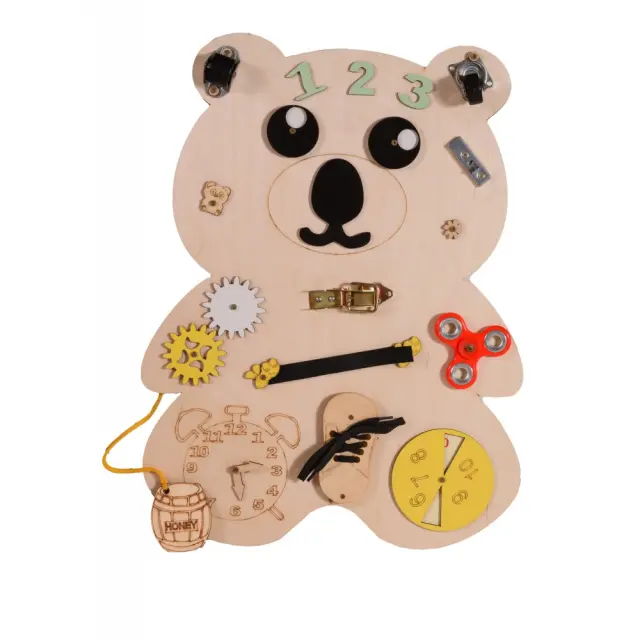 Moni Toys Ξύλινος Εκπαιδευτικός Πίνακας Δραστηριοτήτων Montessori Αρκούδος 3+ Ετών
