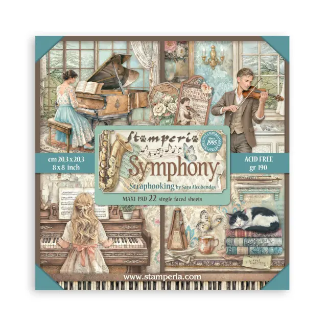 Χαρτιά scrapbooking 22τεμ, 20.3×20.3cm Stamperia, Symphony