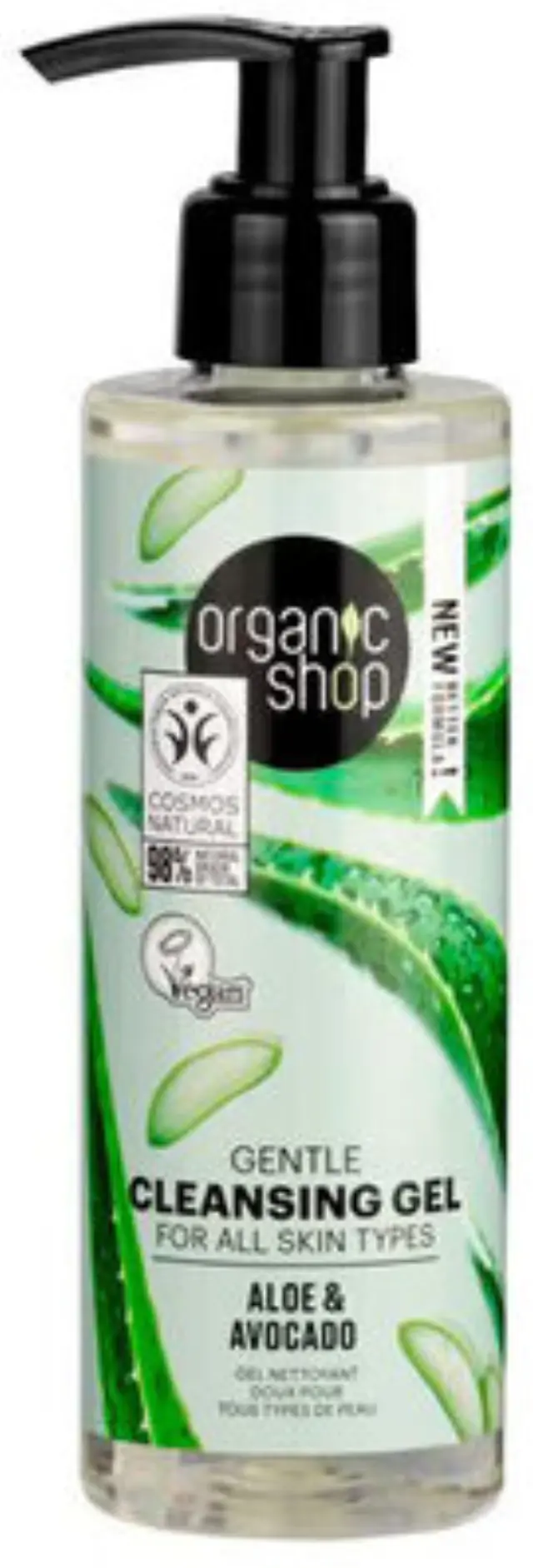 Organic Shop Απαλό Καθαριστικό Τζελ Προσώπου Με Αβοκάντο & Αλόη 200ml