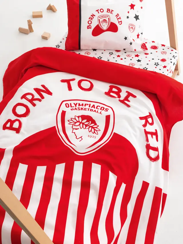 Σετ Σεντόνια Κούνιας 70x140+15 Official Team Licensed Palamaiki Olympiacos BC8 100% βαμβακερόΜε Λάστιχο