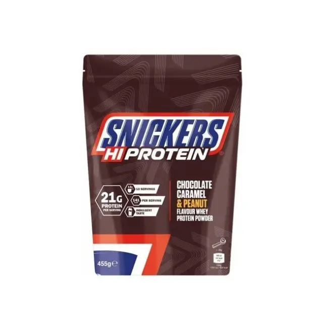 Snickers Hi-Protein Πρωτεΐνη Ορού Γάλακτος με Σοκολάτα, Καραμέλα και Φιστίκια σε Σκόνη 455gr