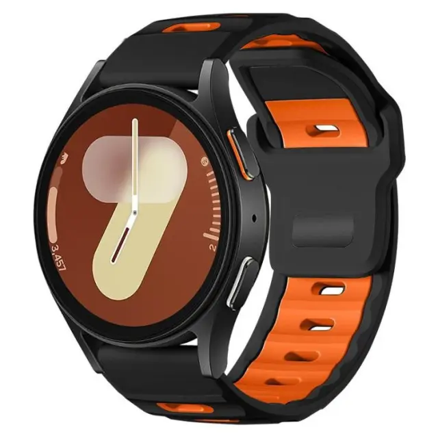 Dual Colour Wave Pattern Λουράκι για Smartwatch 20mm-Black/Orange OEM