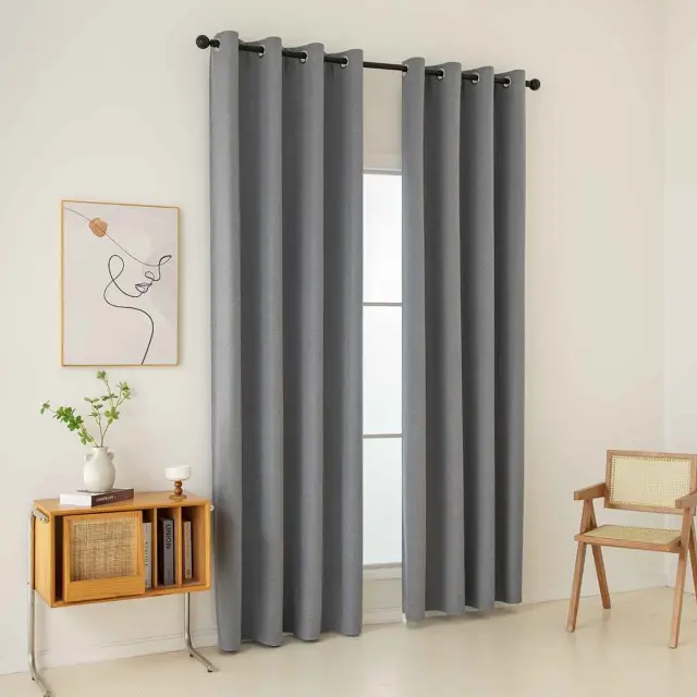 Beauty Home Κουρτίνα Full Blackout σκίασης με 8 κρίκους Total Art 8446 140x270 Ανθρακίτης 2