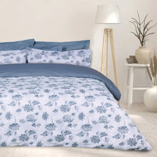 Σετ Σεντόνια 260x280 King Size Happy Das Home 9672 Blue-Grey 100% βαμβακερόΧωρίς Λάστιχο
