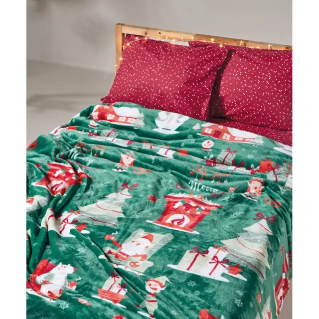 Παιδική Κουβέρτα Fleece Μονή Kentia Cupid Green-Red-White 160x220 2