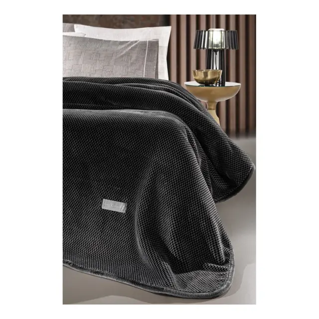 Κουβέρτα Βελουτέ Μονή Guy Laroche Cheval Anthracite 160x220 2