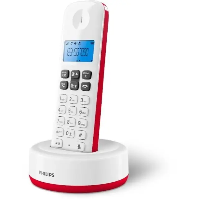 Philips D1611 Ασύρματο Τηλέφωνο με Aνοιχτή Aκρόαση Λευκό / Κόκκινο 2