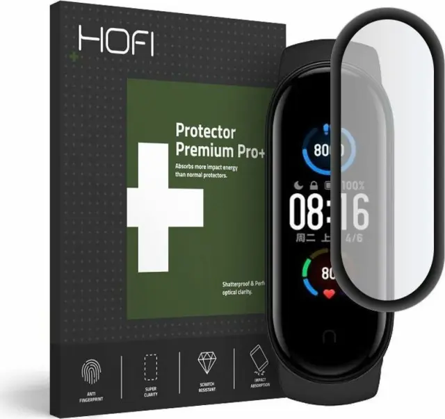 Hofi Hybrid 3D Full Face Αντιχαρακτικό Γυαλί 7H Tempered Glass για Xiaomi Mi Band 5- Mαύρο
