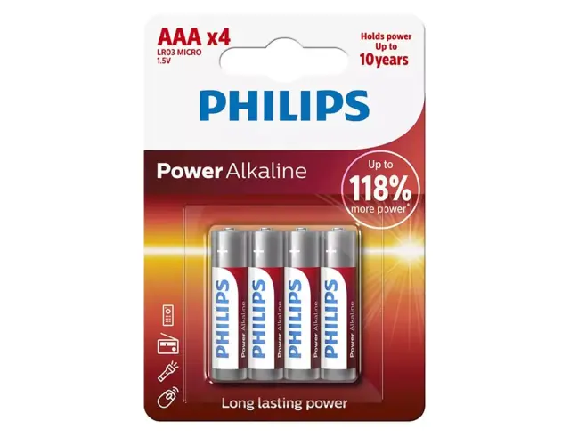 Αλκαλικές Μπαταρίες Philips Power Alkaline - AAA - 1.5V - 4 τεμάχια1009492