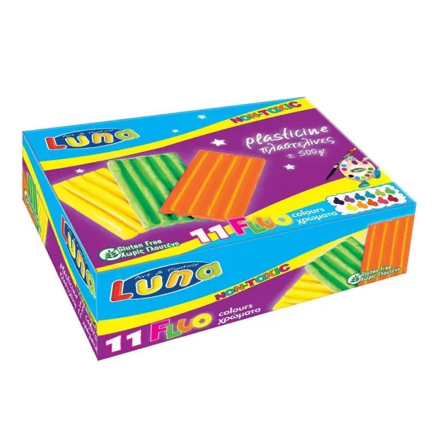 Πλαστελίνη Luna 500γρ. Σε 11 Fluo Χρώματα/ 0622942 (Luna)