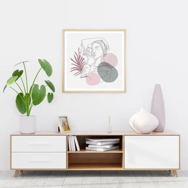 Kορνίζα τοίχου ZARA C 30X45 ξύλινη mdf για παζλ η φωτογραφία 30Χ45 χρώμα φυσικού ξύλο με εκρού με νερά ξύλου 2