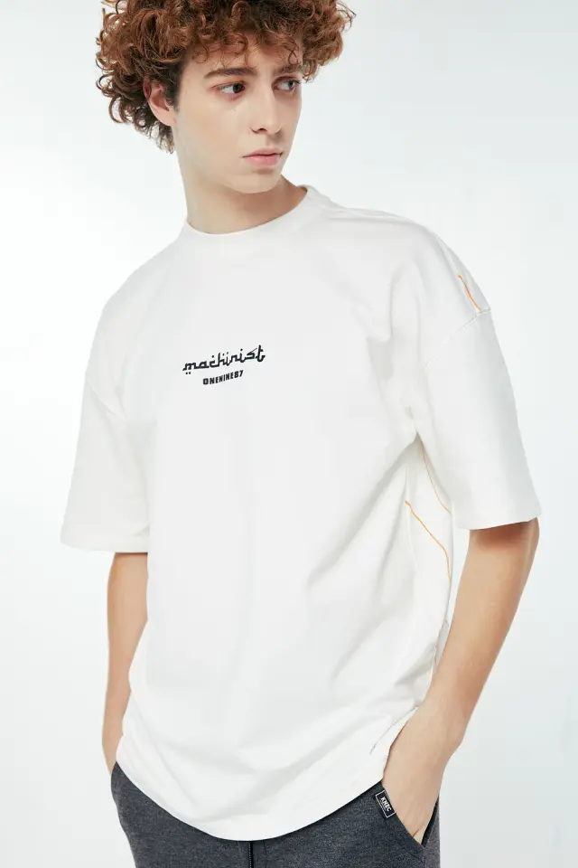 T-Shirt Βαμβακερό OneNine87 Λευκό