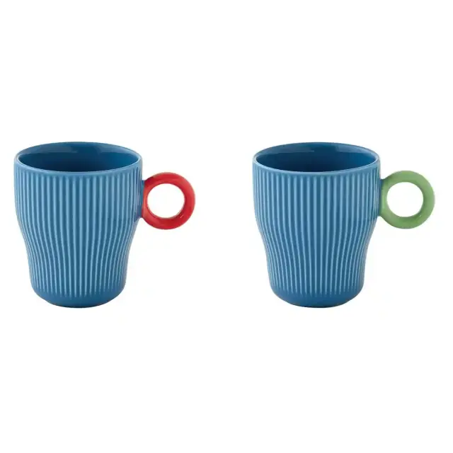 Easy Life Σετ 2 Τεμάχια Κούπες Πορσελάνης Twist & Match Blue 11x8x10cm 300ml Μπλε