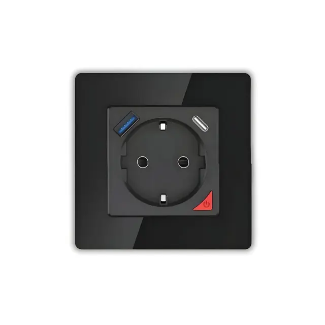 WIFI ΠΡΙΖΑ 16A ΜΑΥΡΟ+1usb+1c 86*86mm N+L / WIFISOC1U1CB