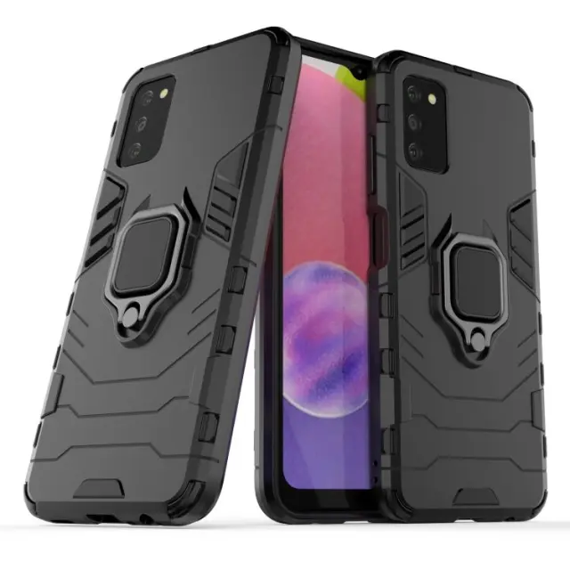 Προστατευτική Θήκη PC + TPU με Ring Holder γιa Galaxy A03s- Μαύρη OEM