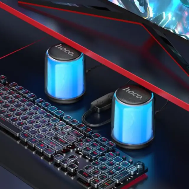 Hoco BS56 Ασύρματα Ηχεία Υπολογιστή 2.0 με RGB Φωτισμό και Bluetooth Ισχύος 10W σε Μαύρο Χρώμα 3