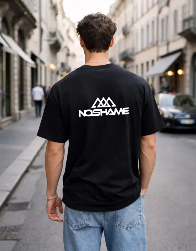 T-shirt Noshame® Oversized Μαύρο με τύπωμα - 142611 - XXL