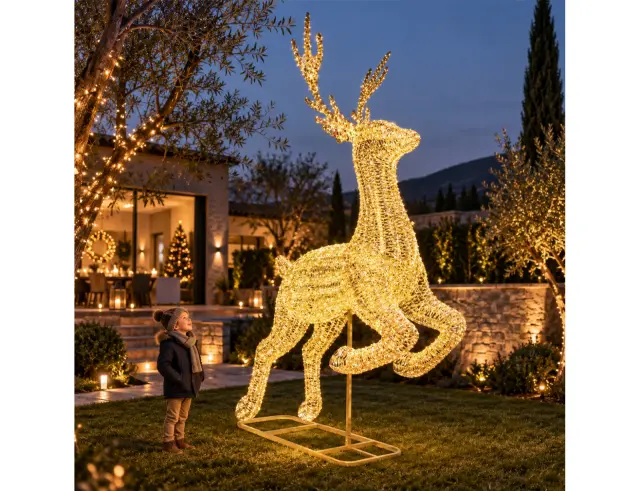 Διακοσμητικός Τάρανδος με φωτισμό 10000LED, χρονοδιακόπτη και διαστάσεις 204x66x337cm - Warm White AMZ144040
