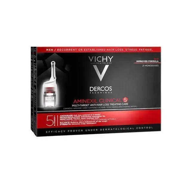 VICHY DERCOS TECHNIQUE Aminexil Clinical 5 Αντιμετώπιση της Τριχόπτωσης για Άνδρες 21x6ml