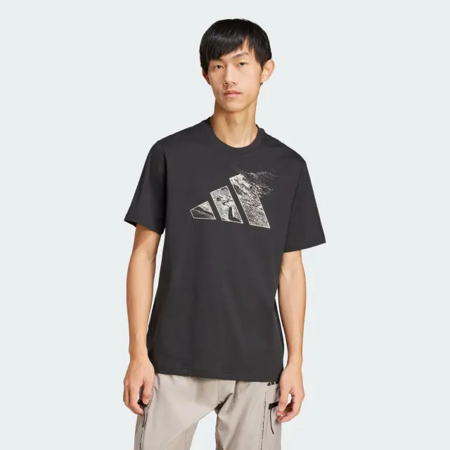 Adidas City Escape Logo Graphic Tee Ανδρικό T-Shirt Μαύρο - L