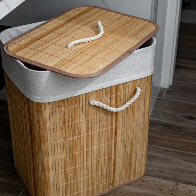 Καλάθι Απλύτων Essentials Πτυσσόμενο Ορθογώνιο 60lt Bamboo Estia 02-12816 2