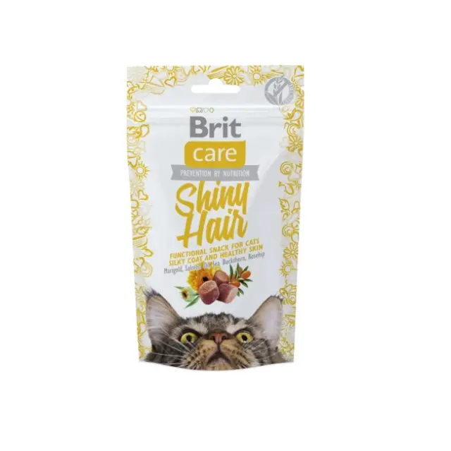Brit Care® Snack Shiny Hair Λιχουδιές Γάτας για Λαμπερό Τρίχωμα 50gr