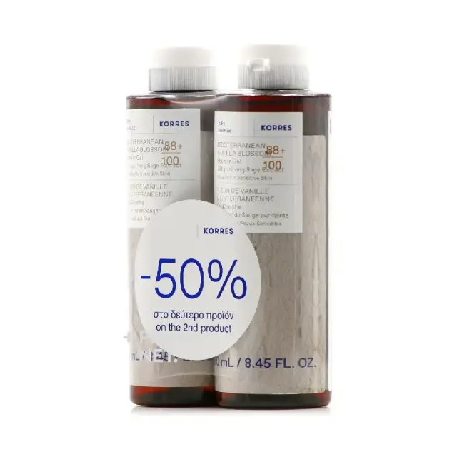 Korres Promo Vanilla Blossom Shower Gel - Αφρόλουτρο Σώματος Άνθη Βανίλιας 2x250ml (-50% στο 2ο Προϊόν)