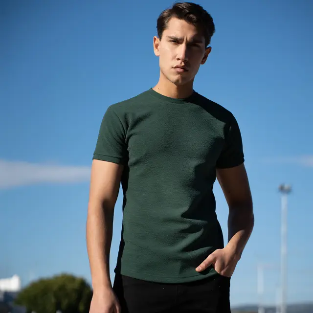 T-shirt Γκοφρέ Πράσινο - 3026100 - XL