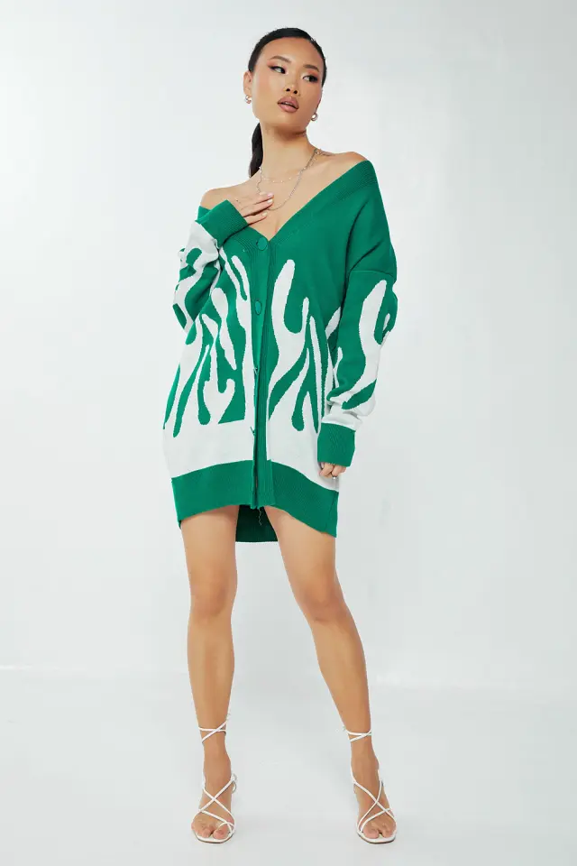Ζακέτα Knit με Κουμπιά Πράσινο